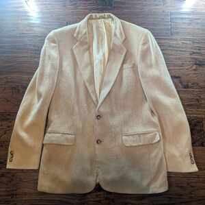 Harry Rosen Men's Camel Hair Blazer Suit Jacket Sport Coat Vintage Light Tan